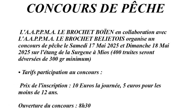 <ahref='https://www.villemios.fr/evenement/concours-de-peche-avec-le-brochet-boien/' title='Concours de pêche avec le Brochet Boïen'>Concours de pêche avec le Brochet Boïen